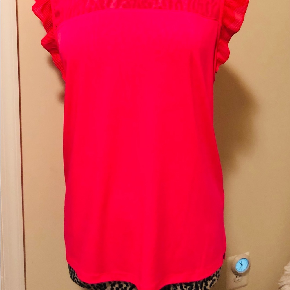 Fuchsia Hot Pink flutter sleeve blouse - CUTE! NEW